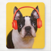 最も可愛い赤ん坊の動物 | Boston Terrier Headphones マウスパッド (正面)