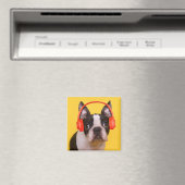 最も可愛い赤ん坊の動物 | Boston Terrier Headphones マグネット (インサイチュ (食洗機))