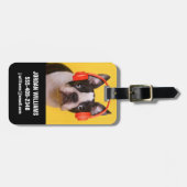 最も可愛い赤ん坊の動物 | Boston Terrier Headphones ラゲッジタグ (正面横)