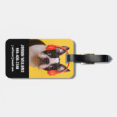 最も可愛い赤ん坊の動物 | Boston Terrier Headphones ラゲッジタグ (裏面横)
