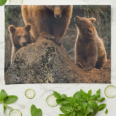 最も可愛い赤ん坊の動物 | Brown Bearファミリー キッチンタオル (折り畳み)