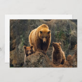 最も可愛い赤ん坊の動物 | Brown Bearファミリー サンキューカード (正面/裏面)