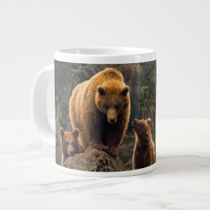 最も可愛い赤ん坊の動物 Brown Bearファミリー ジャンボコーヒーマグカップ