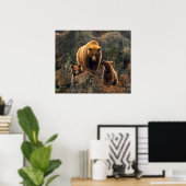 最も可愛い赤ん坊の動物 | Brown Bearファミリー ポスター (ホームオフィス)