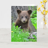 最も可愛い赤ん坊の動物 | Brown Bear Cub カード (黄色い花)