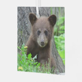 最も可愛い赤ん坊の動物 | Brown Bear Cub ガラスオーナメント (正面左)