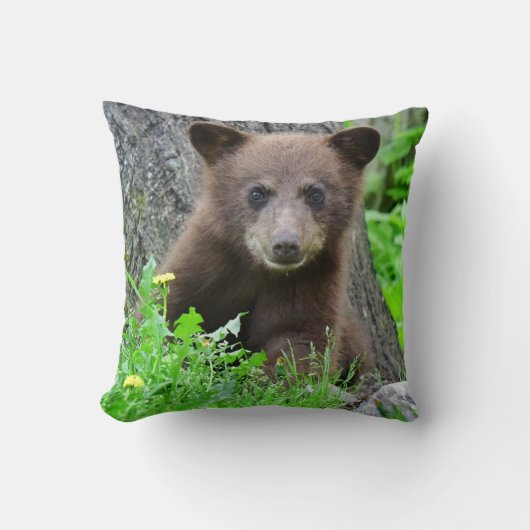 最も可愛い赤ん坊の動物 | Brown Bear Cub クッション (正面)