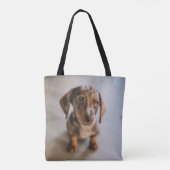 最も可愛い赤ん坊の動物 | Brown Dachshund Puppy トートバッグ (裏面)