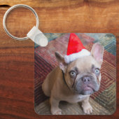 最も可愛い赤ん坊の動物 | Bulldog フランスの Christmas キーホルダー (正面)