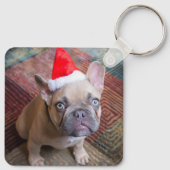 最も可愛い赤ん坊の動物 | Bulldog フランスの Christmas キーホルダー (裏面)
