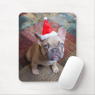 最も可愛い赤ん坊の動物 Bulldog フランスの Christmas マウスパッド