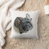 最も可愛い赤ん坊の動物 | Bulldog フランスの Look Up クッション (ブランケット)