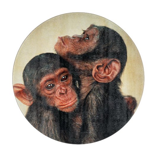 最も可愛い赤ん坊の動物 | Chimpanzee Hug カッティングボード (正面)
