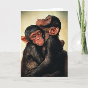最も可愛い赤ん坊の動物 Chimpanzee Hug カード