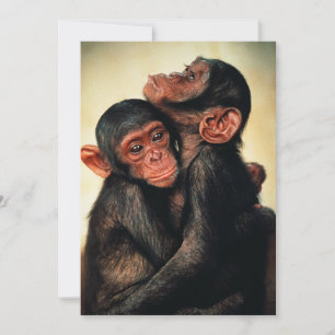 最も可愛い赤ん坊の動物 Chimpanzee Hug サンキューカード