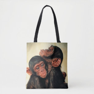 最も可愛い赤ん坊の動物 Chimpanzee Hug トートバッグ