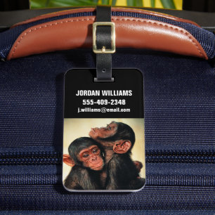 最も可愛い赤ん坊の動物 Chimpanzee Hug ラゲッジタグ