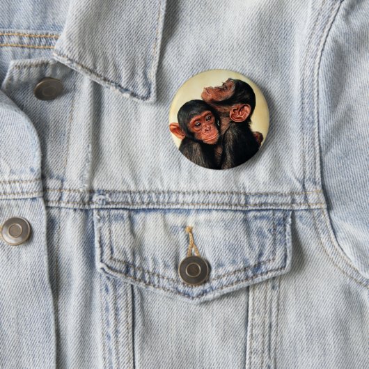 最も可愛い赤ん坊の動物 | Chimpanzee Hug 缶バッジ (インサイチュ)