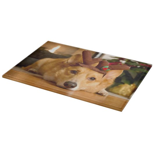 最も可愛い赤ん坊の動物 | Corgi Christmas Reindeer カッティングボード (角)
