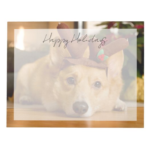 最も可愛い赤ん坊の動物 | Corgi Christmas Reindeer ノートパッド (正面)