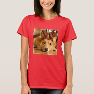 最も可愛い赤ん坊の動物 Corgi Christmas Reindeer Tシャツ