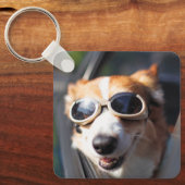 最も可愛い赤ん坊の動物 | Corgi Goggles in the Car キーホルダー (正面)