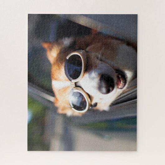 最も可愛い赤ん坊の動物 | Corgi Goggles in the Car ジグソーパズル (縦)
