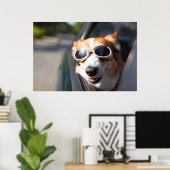 最も可愛い赤ん坊の動物 | Corgi Goggles in the Car ポスター (ホームオフィス)