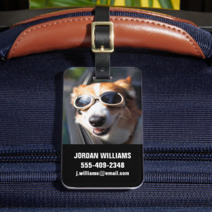 最も可愛い赤ん坊の動物 Corgi Goggles in the Car ラゲッジタグ