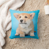 最も可愛い赤ん坊の動物 | Corgi Puppy on Blue クッション (ブランケット)