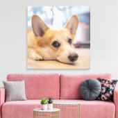 最も可愛い赤ん坊の動物 Corgi Puppy on Floor キャンバスプリント (インサイチュ (リビング))