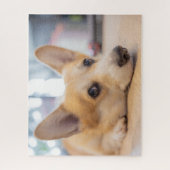 最も可愛い赤ん坊の動物 Corgi Puppy on Floor ジグソーパズル (縦)