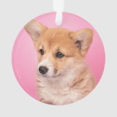 最も可愛い赤ん坊の動物 | Corgi Puppy on Pink オーナメント (裏面)