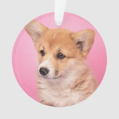 最も可愛い赤ん坊の動物 | Corgi Puppy on Pink オーナメント (正面)