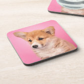 最も可愛い赤ん坊の動物 | Corgi Puppy on Pink コースター (左側)