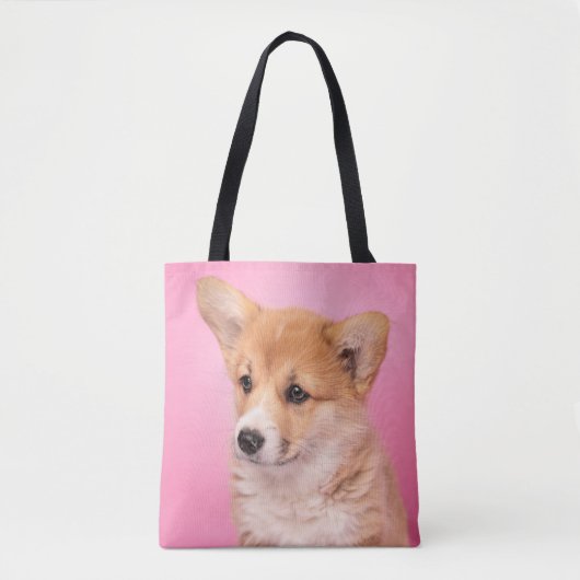 最も可愛い赤ん坊の動物 | Corgi Puppy on Pink トートバッグ (正面)