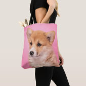 最も可愛い赤ん坊の動物 | Corgi Puppy on Pink トートバッグ (クローズアップ)