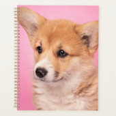 最も可愛い赤ん坊の動物 | Corgi Puppy on Pink プランナー手帳 (正面)