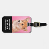 最も可愛い赤ん坊の動物 | Corgi Puppy on Pink ラゲッジタグ (正面横)