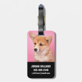 最も可愛い赤ん坊の動物 | Corgi Puppy on Pink ラゲッジタグ (裏面縦)