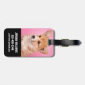 最も可愛い赤ん坊の動物 | Corgi Puppy on Pink ラゲッジタグ (裏面横)