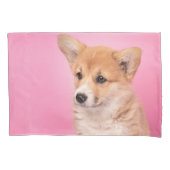 最も可愛い赤ん坊の動物 | Corgi Puppy on Pink 枕カバー (正面)