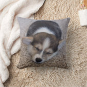 最も可愛い赤ん坊の動物 | Corgi Puppy on Shag Rug クッション (ブランケット)
