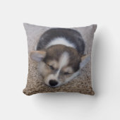最も可愛い赤ん坊の動物 | Corgi Puppy on Shag Rug クッション (正面)