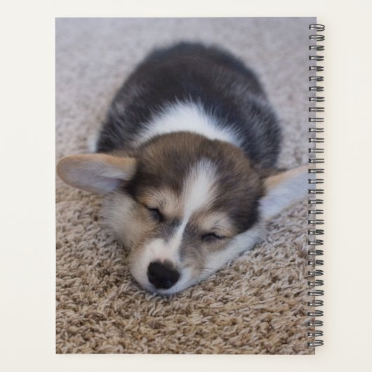最も可愛い赤ん坊の動物 | Corgi Puppy on Shag Rug プランナー手帳 (裏面)