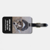 最も可愛い赤ん坊の動物 | Corgi Puppy on Shag Rug ラゲッジタグ (裏面横)
