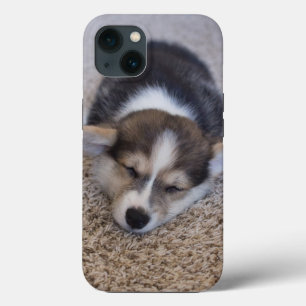 最も可愛い赤ん坊の動物 Corgi Puppy on Shag Rug iPhone 13ケース
