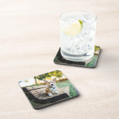 最も可愛い赤ん坊の動物 | Corgi Pupy on a Park Bench コースター (右側)