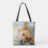 最も可愛い赤ん坊の動物 Corgi Pupy on Couch トートバッグ (裏面)