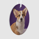 最も可愛い赤ん坊の動物 | Corgi Pupy on Purple オーナメント (正面)